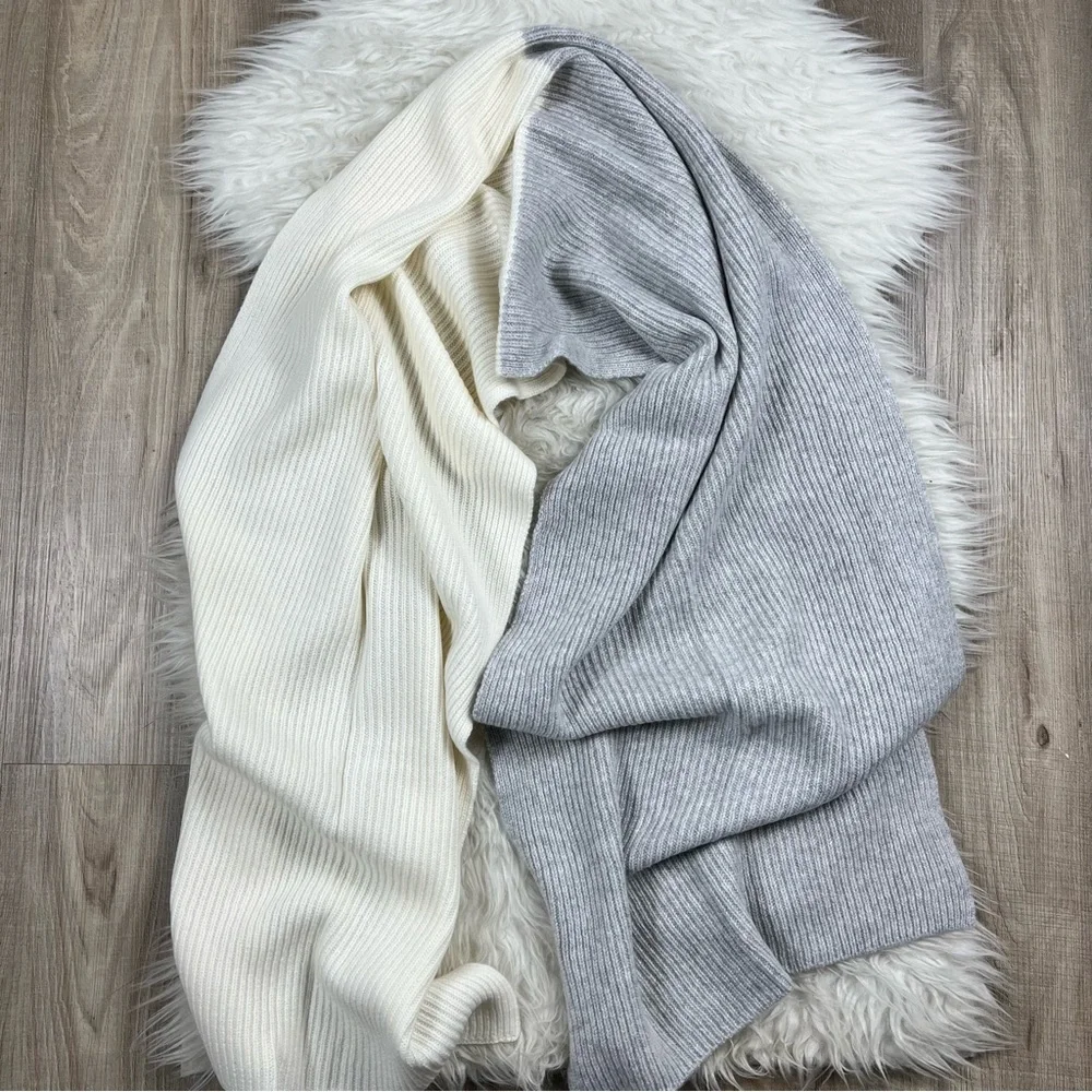 The Cashmere Project colorblock ribbed scarf 100% cashmere - Picture 3 of 5